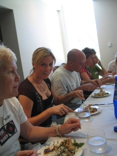 enjoying lunch:
