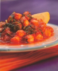 spinach, chickpeas and tomatoes: