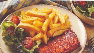 steak and chips: 